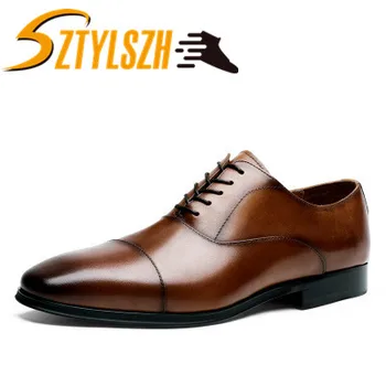 

Plus Size 38-47 Fashion Luxury Genuine Leather Dress Shoes High Quality Business Formal Oxfords Loafers Mens Wedding Party Shoes