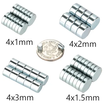 

RKZCT 1000PCS/Lot 6Sizes Diameter 4mm Small Round Disc Magnets Practical DIY Art Craft Fridge Magnet 4x1 4x1.5 4x2 4x3 4x4 4x5
