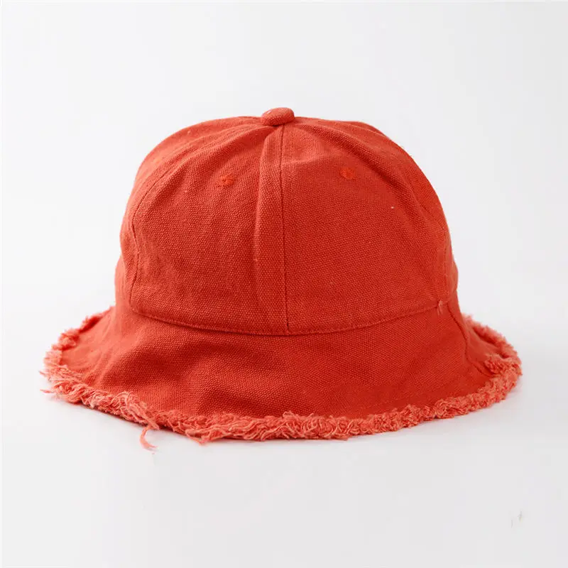 LDSLYJR new Solid color dome Bucket Hat Fisherman Hat outdoor travel hat Sun Cap Hats for Children boy and girl 06 - Цвет: Красный