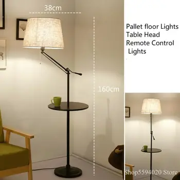 

American Pallet Standing Floor Lamps Living Room Study Pallet Coffee Lights Table Head Remote Control Lights Lampara Fixture
