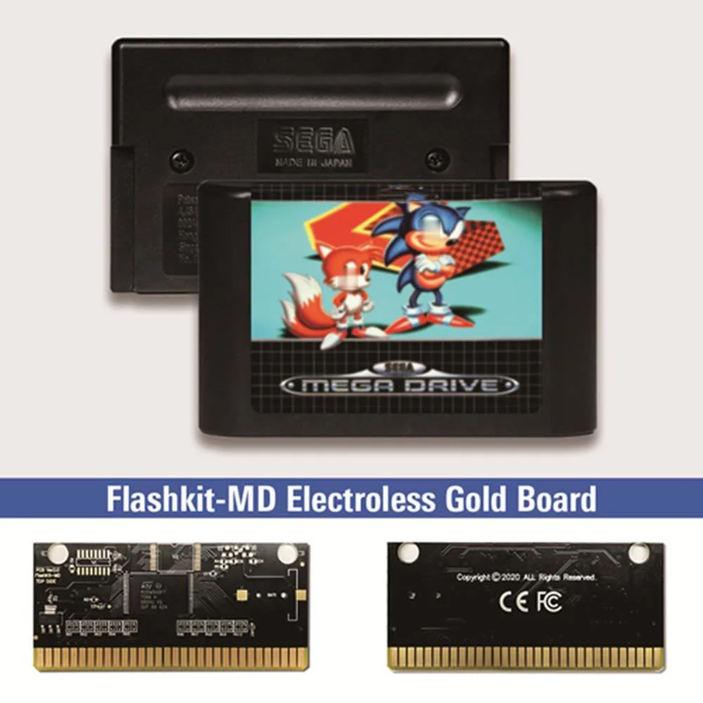 Soniced и суставы + игра Ежик 2 - EUR ярлык Flashkit MD карточная для Sega Genesis Megadrive игровая