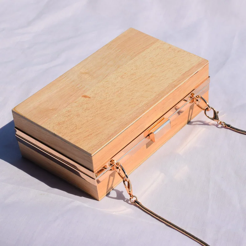 

vintage wooden clip box women shoulder bags designer chains crossbody bag luxury lady evening clutches female party small purses