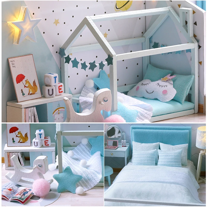 CUTEBEE DIY Dollhouse Wooden doll Houses Miniature Doll House Furniture Kit Casa Music Led Toys for Children Birthday Gift L28
