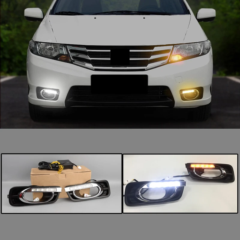 CAPQX 1 пара для Honda City 12 14 светодиодные дневные ходовые огни передний бампер