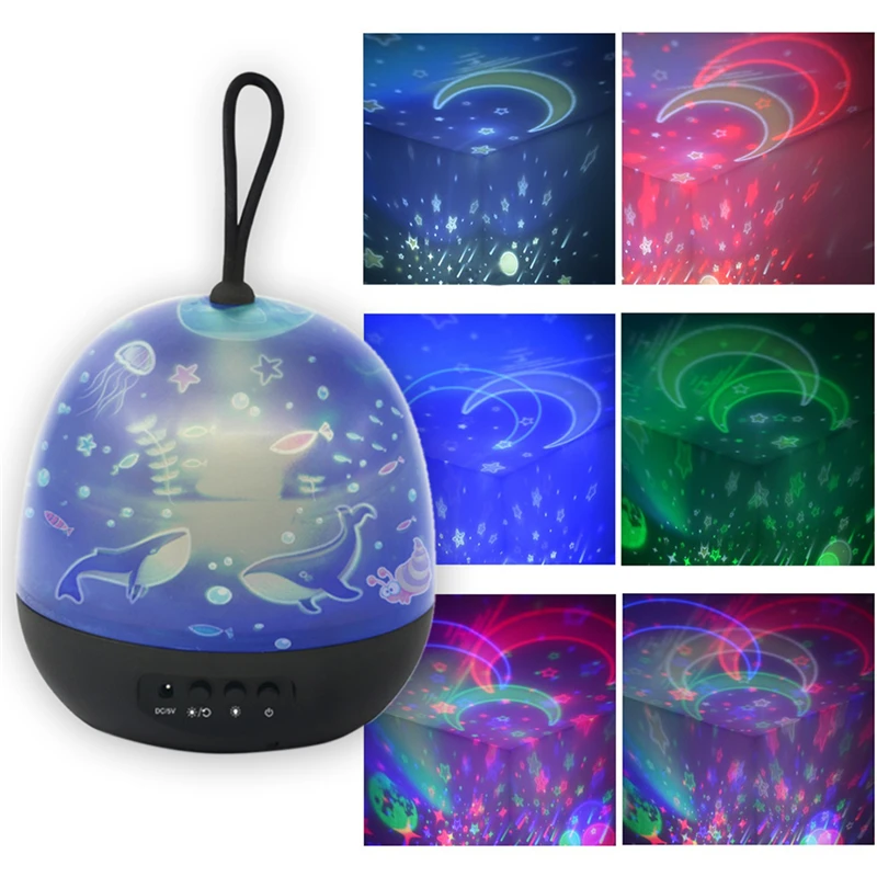 

Night Light Projector 4 In 1 LED Starry Rotation Star Sky LED Bedside USB Lamp Projection Children's Bedroom Night Light Desk