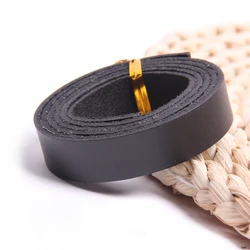 Genuine Leather Jewelry Cord String in Black/Brown/Coffee - Versatile Flat Lace Rope for DIY Chokers, Necklaces, and Bracelets (Black)