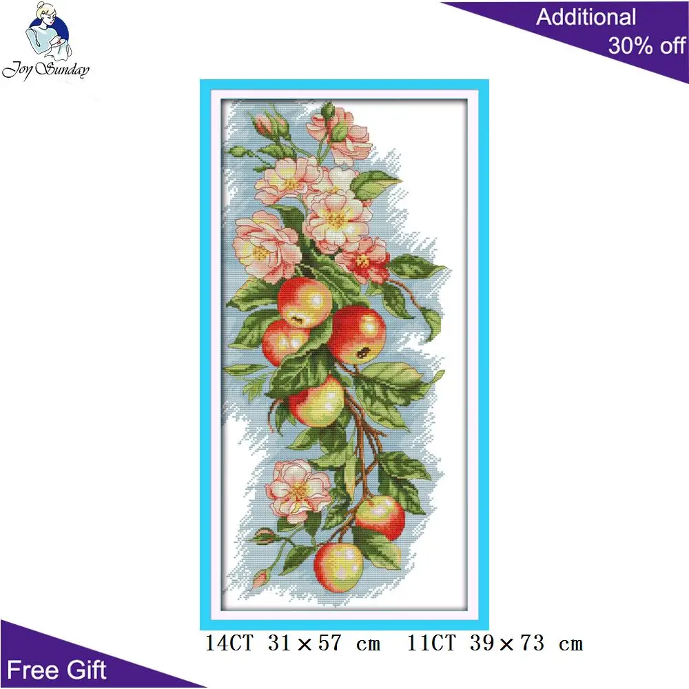 Joy Sunday фрукты и цветы домашний декор J231(1) J232(2) J233 J241 Вишневый виноград и розы цветы и яблоки наборы для вышивки крестом