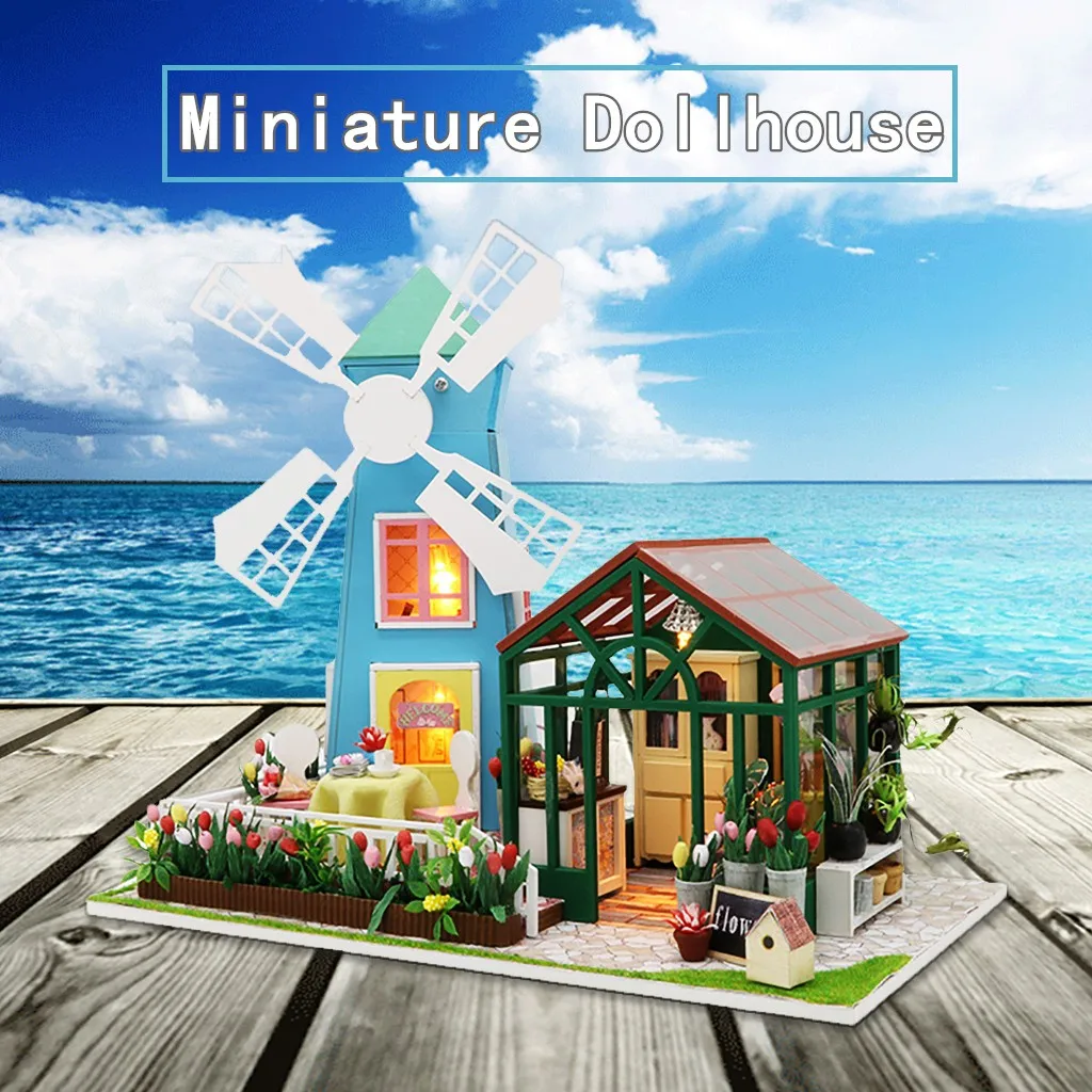3D Деревянный Кукольный дом DIY миниатюрная мебель кукольный домик Модель цветок дом украшения творческие ремесла игрушка для детей подарок на день рождения# g4