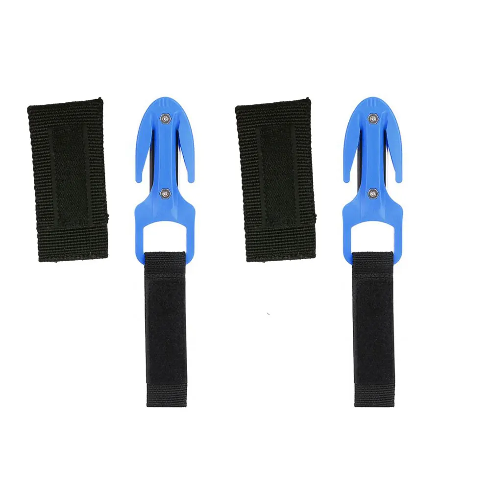Blue 2PC Подводное плавание двойной Обрезной Резак Линия чистая кабель резка нож двойной резки Дайвинг Оборудование безопасности жизни - Color: Blue 2PC