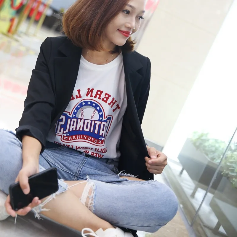

Suit Jacket Women's 2019 New Style Spring Autumn Online Celebrity Season Korean-style Loose Casual Students Black Short Suit