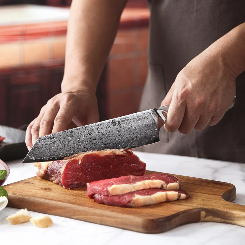 8inch chef knife 67-слоя стальной V gold 10 Дамасская сталь кухонный нож шеф-повара ножи гьюто Santoku тесак нож для очистки овощей стейк нарезки Универсальный нож обвалочный лосося - Цвет: 8inch chef knife