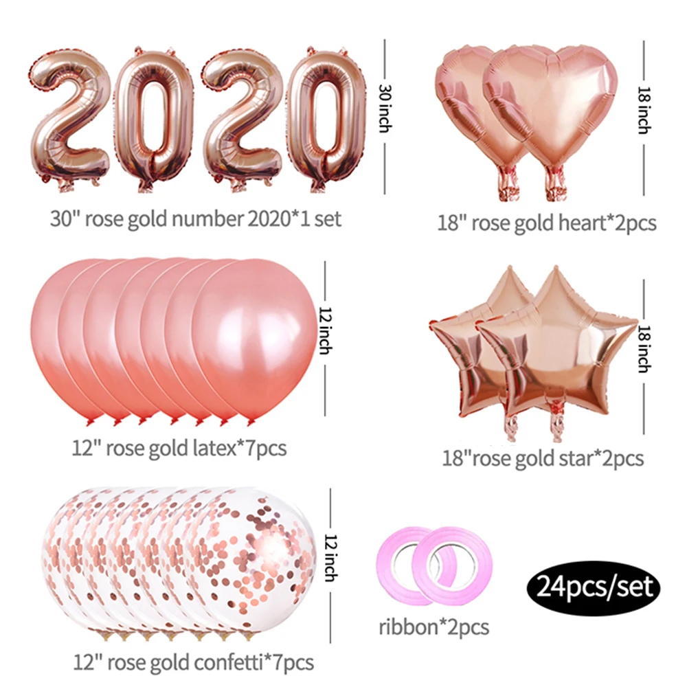 30 inch rose gold 16/30/32/40 дюймов Фольга набор воздушных шариков для рождественской вечеринки рождественские украшения для дома Xmas Tree счастливый год висит Количество воздушных шаров - Цвет: 30 inch rose gold