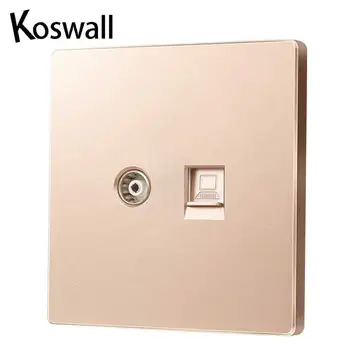 

2 Gang Weak electricity class wall socket champagne gold Luxury large panel TV Computer socket outlet