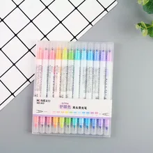 12 цветов/коробка двойная голова флуоресцентная ручка Mildliner хайлайтеры цветной маркер ручки школьные принадлежности кавайи Escolar Papelaria