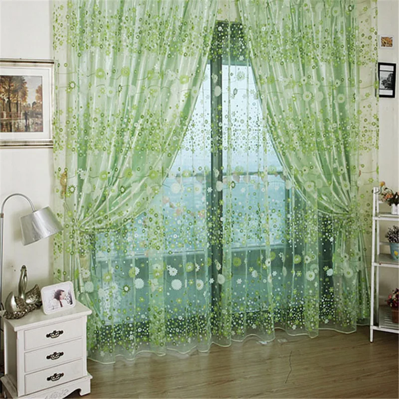 

3 Colors Floral Tulle Voile Balcony Window Curtain Drape Panel Sheer Scarf Valances