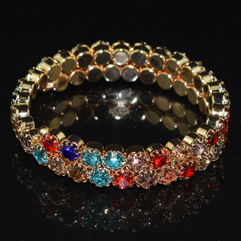 Ladies Crystal Rhinestone Bracelet Bangle Adjustable Wide Cuff Bracelet Bride Crystal Stretch Bracelet Jewelry for Women's Gifts 4