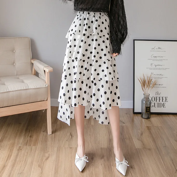 Шифоновая длинная юбка с высокой эластичной талией Женская цельная разрезом и