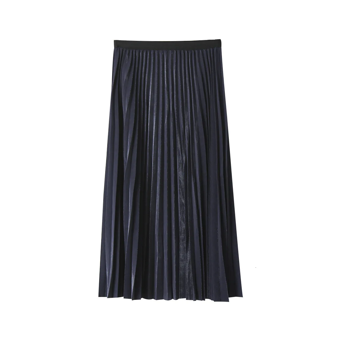 dark blue Харадзюку коричневая плиссированная юбка Женская Осень Зима Высокая талия полубоди Длинные Юбки Женская Повседневная Свободная юбка миди - Цвет: dark blue