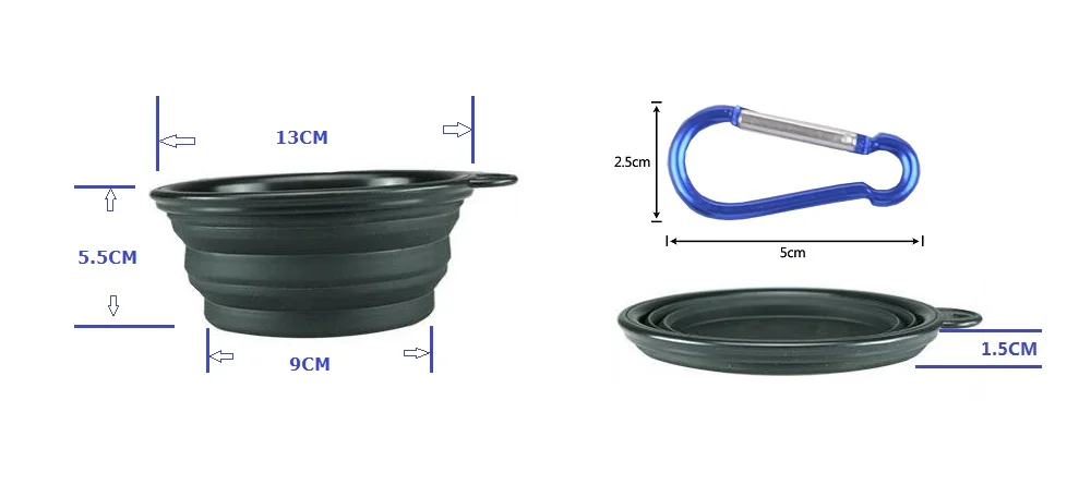 Мягкая миска для собак 1 шт Складная силиконовая миска для путешествий для собак Портативная Складная миска для собаки для питомца кошки подача воды пищи