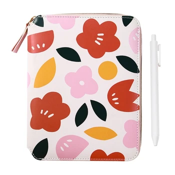

Cartoon Flower B6 Zipper Notebook Notepad with Pen Set Leather Planner Agenda K1AB