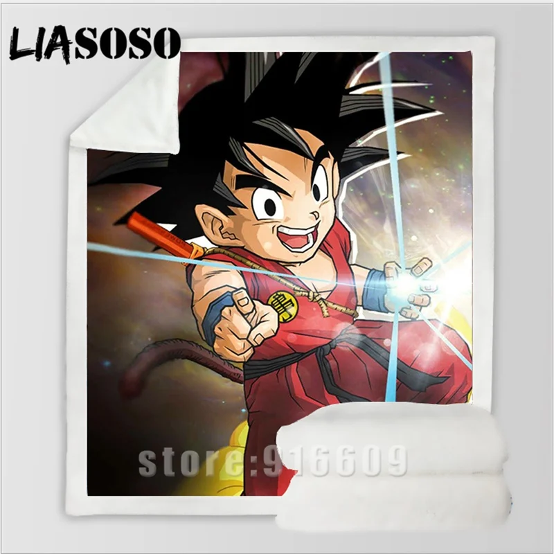Dragon Ball Goku аниме плюшевый диван молодежное постельное белье Узорчатое мультяшное набивное одеяло покрывало постельное белье для путешествий мягкое зимнее одеяло
