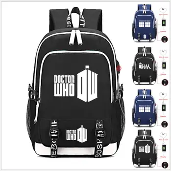 

Doctor Who Police Box Luminous Backpack Multifunction USB Charging Laptop Backpack Teens Boys Girls School Bags Travel Rucksack