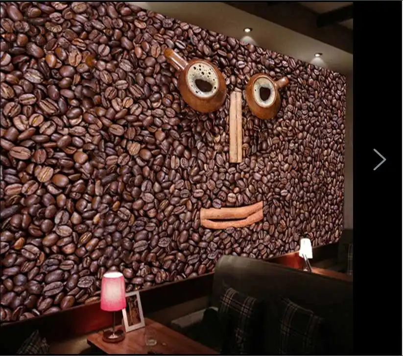 Custom modern coffee shop milk tea room large - scale murals background wall 3D wallpaper seamless beans Funny expression | Обустройство