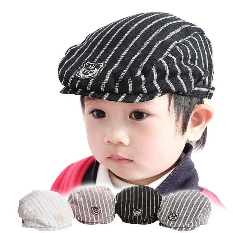 England Style Beret Baby Hat For Boys Girls Caps Striped Caps Gentleman Clothes Accessories Baseball Photography Cap dvotinst newborn photography props baby boy gentleman plaid outfit set with beret hat bow tie set studio shoot photo props