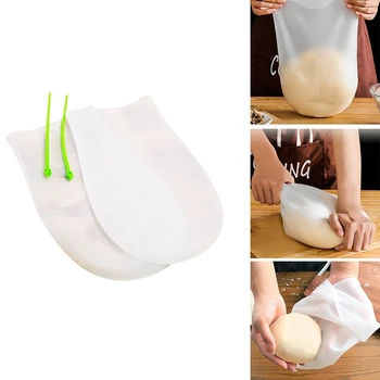 

2Pcs Reusable Silicone Knead Dough Bags with 2 Cable Ties,Non-Stick Thicken Kneading Flour Bag