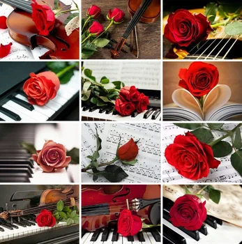 

Yikexin Diamond Embroidery 5D Diy Diamond Painting piano Rose Full Diamond Mosaic Flower Home Decor Christmas Gift
