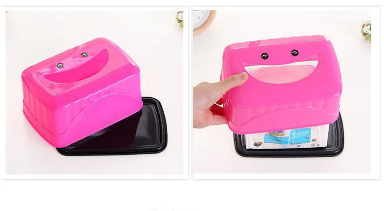 Manufacturers Direct Selling Creative Cute Smiley Restaurant Household Paper Extraction Box Square Paper Towel Tube Tissue Dispe