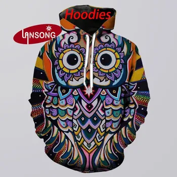 

hoodies 3d print owl psychedelic men funny harajuku sweashirts/pants suit jacket men short homme clothes men hip hop streetwears