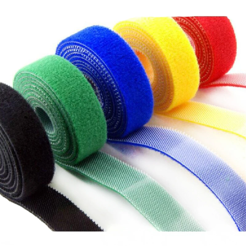 

1meter self adhesive strong Short Hook and loop tape fabric Back to Back Cable Tie Nylon adhesive fastener tape organizer