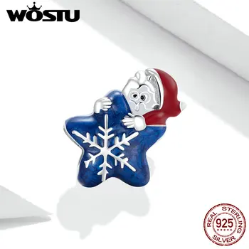 

WOSTU Genuine 925 Sterling Silver Santa Claus Metal Beads Charm for Original Women Silver Bracelet DIY Jewelry Making FNC372