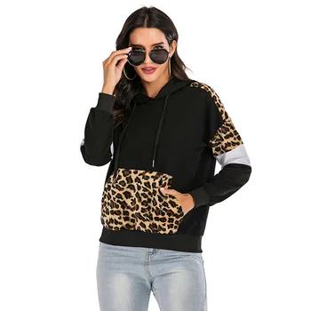 

Winter Fashion Vintage Leopard Patchwork Fluffy Thick Hoodies Zipper Pullovers Women Winter Warm Sweatshirts
