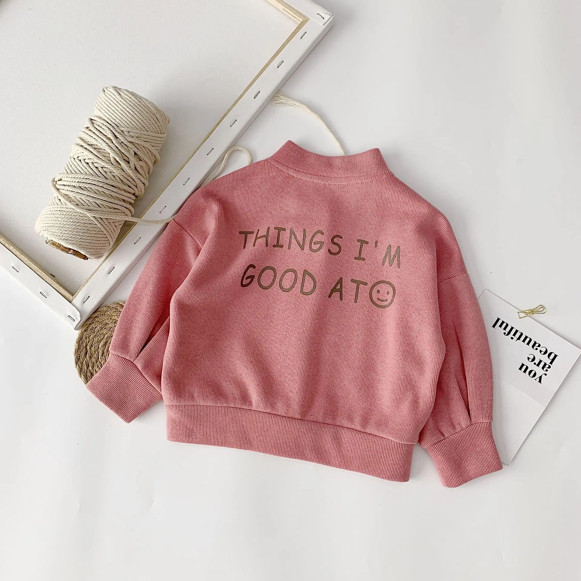 Spring Autumn boys girls letters printed casual knitted coats kids long sleeve thin cardigans