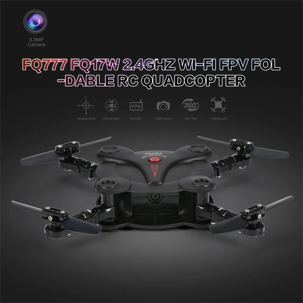 FQ777 FQ17W 2,4G 6 осевой гиростабилизированный мини скоростной Дрон Wi-Fi FPV(first person View складной RTF Квадрокоптер с дистанционным управлением с 0.3MP Камера удержания высоты «Безголовый» режим