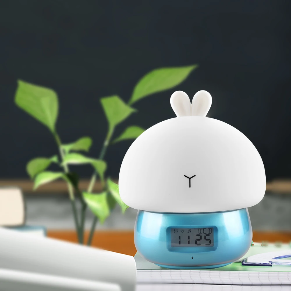 Промо-акция! USB Перезаряжаемый ночной Светильник Светодиодный силиконовый Ночник кролик Многофункциональный Будильник с пультом дистанционного управления красочный
