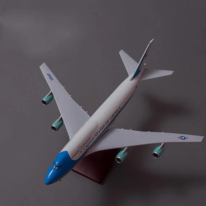 1/150 47 см B747 модель самолета Air Force One модель самолета с светильник и колесами из смолы с пластиковой моделью самолета для коллекционного подарка