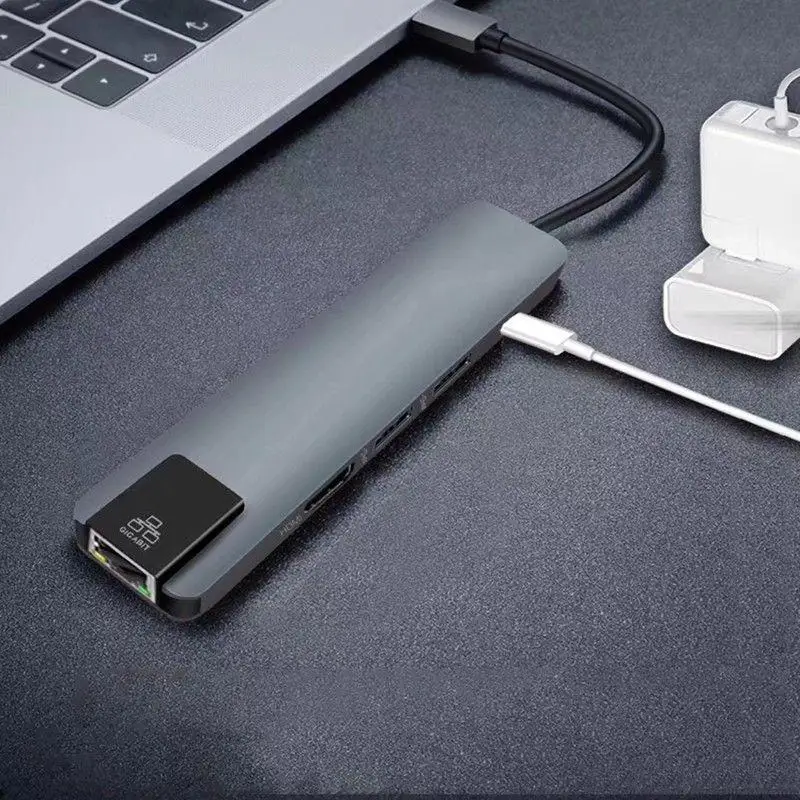DishyKooker 5 в 1 концентратор USB Type C HDMI 4K USB C концентратор для Gigabit Ethernet Rj45 Lan адаптер
