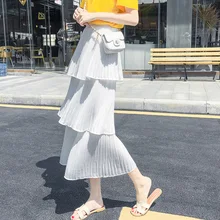 Женская многослойная юбка-пачка для девочек, летняя Новинка, супер сказочная шифоновая плиссированная юбка