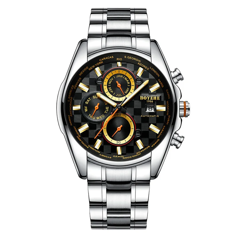 Horloge Mannen Automatische Mechanische Horloges водонепроницаемый спортивный люкс мужской повседневный режим Lederen BOYZHE Horlo Relogio Masculino - Цвет: Белый
