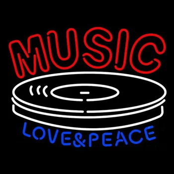 

Neon bulbs sign Music Love And Peace handcraft bar sign real glass tube Neon Light Sign lampara Glass anuncio luminos Gamystye