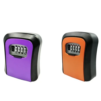 

2 Set Lock Box Wall Mounted Zinc Alloy Key Box Weatherproof 4 Digit Combination Key Storage Lock Box Orange & Purple