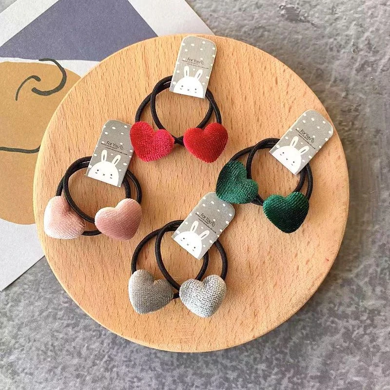 2 stücke Samt Herz Plaid Stern Taste Elastische Haar Bands Gummi Haar Seil Krawatte Mädchen Haar Scrunchie Pferdeschwanz-halter Gum zubehör