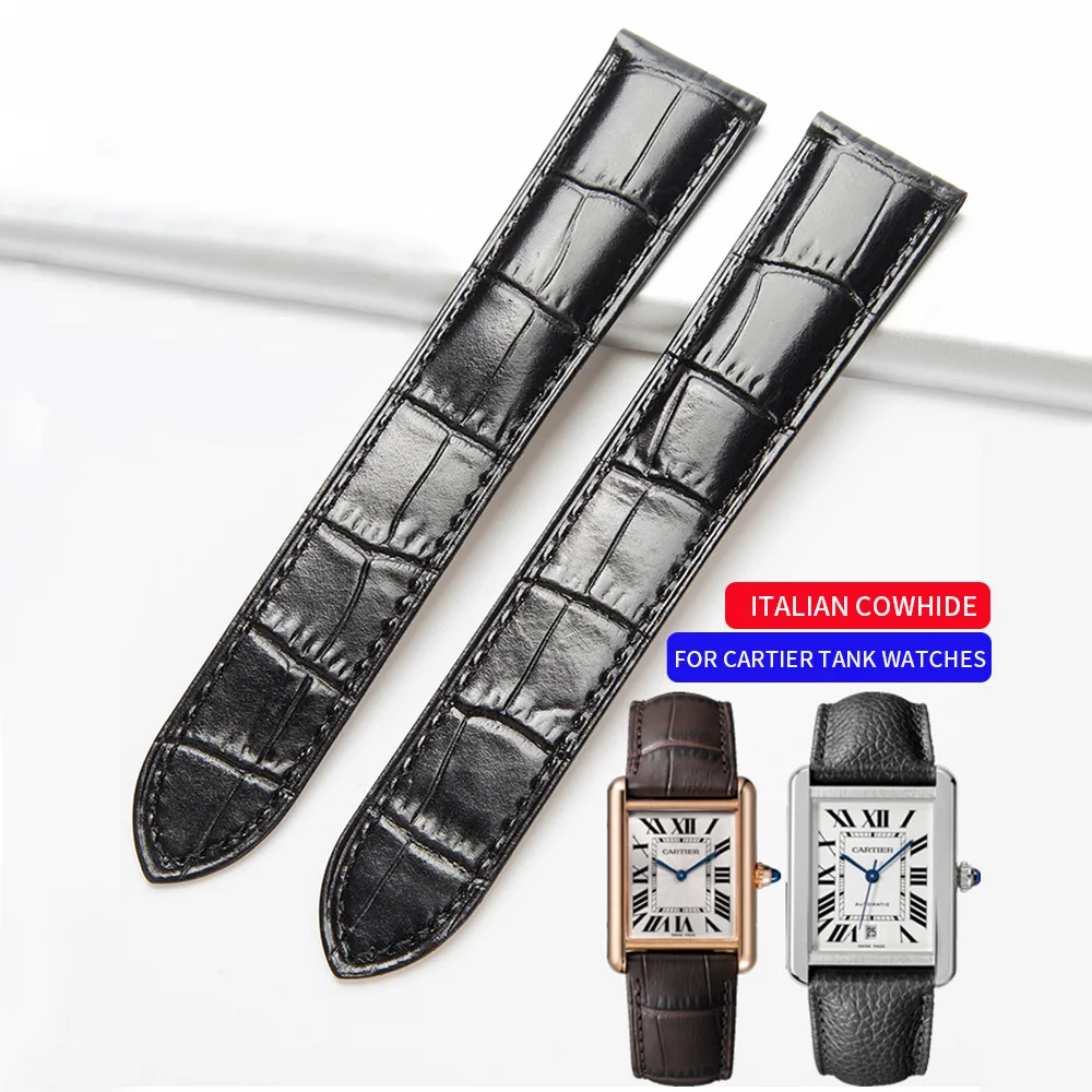 Натуральная кожа ремешок для часов 20/22/23/24/25 мм подходит для Cartier Tank Solo W6700255 ремешок для часов для Для мужчин/Для женщин