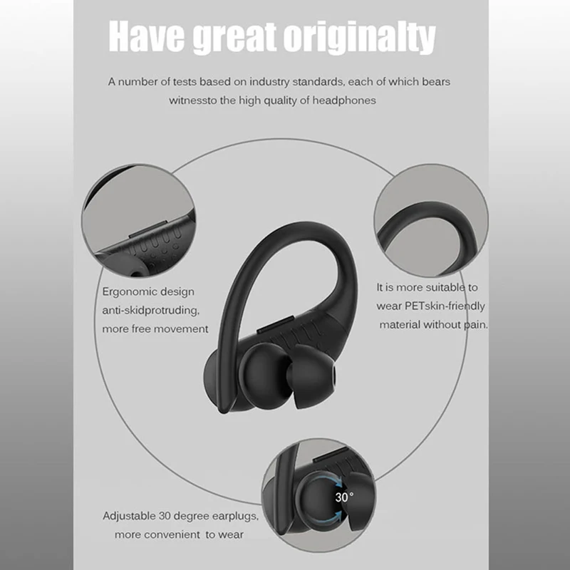 B1 Спортивная Bluetooth гарнитура цифровой дисплей Висячие Наушники Tws 5,0 беспроводная Bluetooth гарнитура