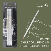 SeamiArt 3Pcs White Soft/Medium/Hard Charcoal Pencil for Sketch Carbon Pen Sketch Art Tools Office School Supplies Pencils
