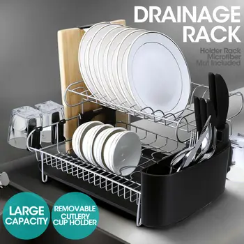 

Kitchen Storage Organizer Dish Drainer Drying Rack Kitchen Sink Holder Tray For Plates Bowl Cup Tableware Shelf Basket