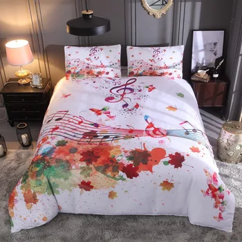 

Pillowcase Quilt Cover 3Pcs Set Home Textile Watercolor Splash Ink Personalized Color Notes Planet Kit Printed